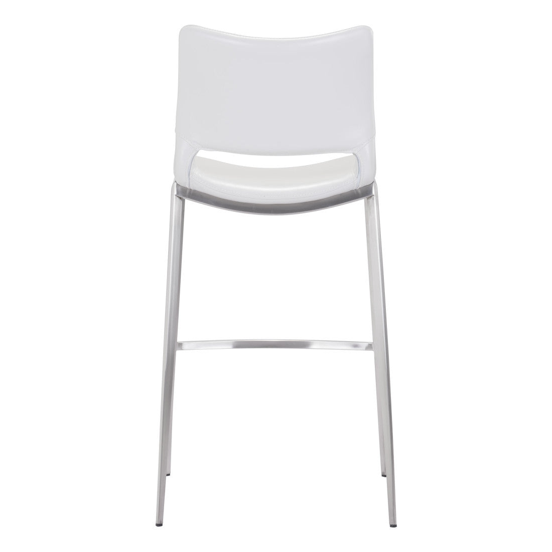 White & Silver Steel Low Back Bar Height Bar Chairs - Set of 2