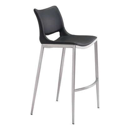 Emory Black & Silver Steel Low Back Bar Height Bar Chairs - Set of 2