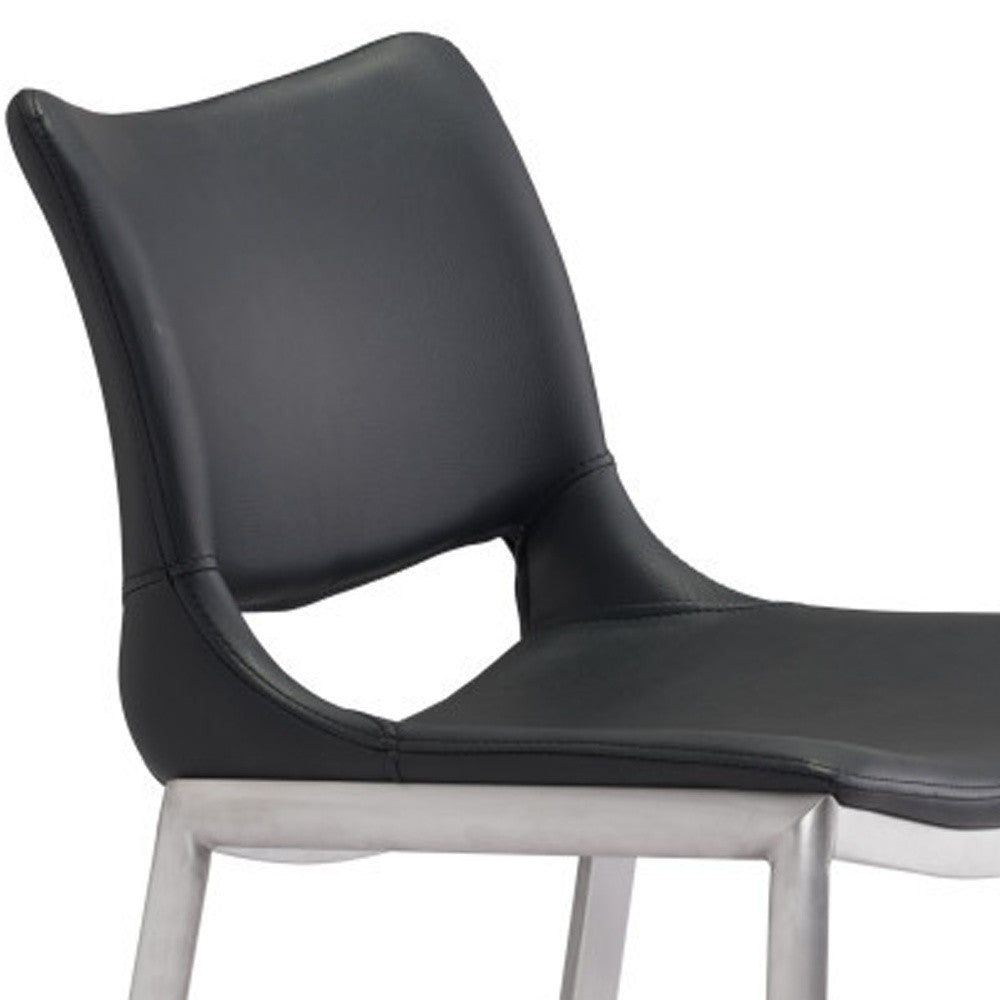 Black & Silver Steel Low Back Bar Height Bar Chairs - Set of 2