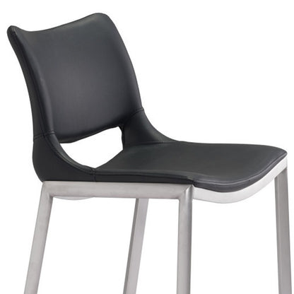 Black & Silver Steel Low Back Bar Height Bar Chairs - Set of 2