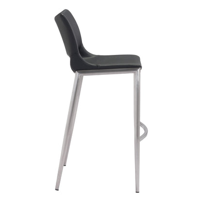 Black & Silver Steel Low Back Bar Height Bar Chairs - Set of 2