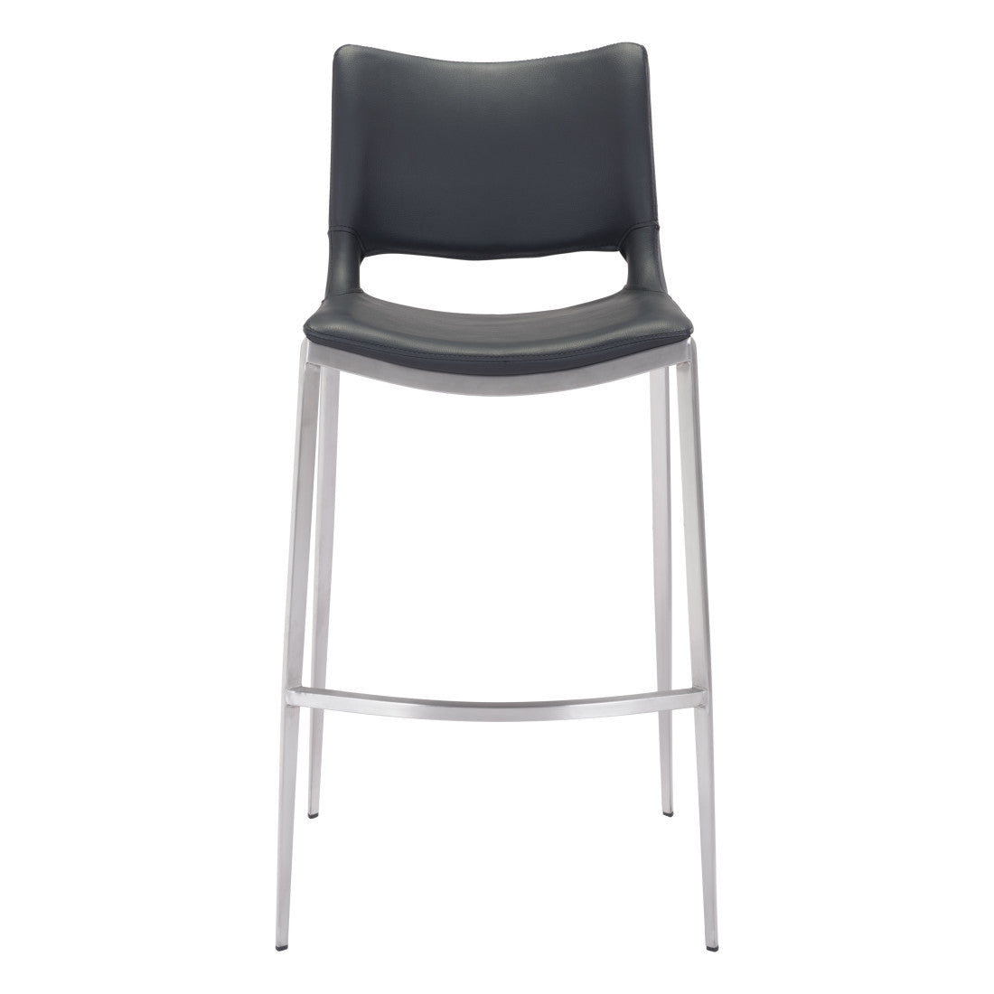 Black & Silver Steel Low Back Bar Height Bar Chairs - Set of 2