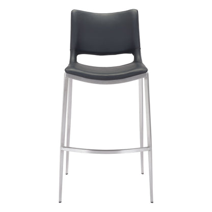 Black & Silver Steel Low Back Bar Height Bar Chairs - Set of 2