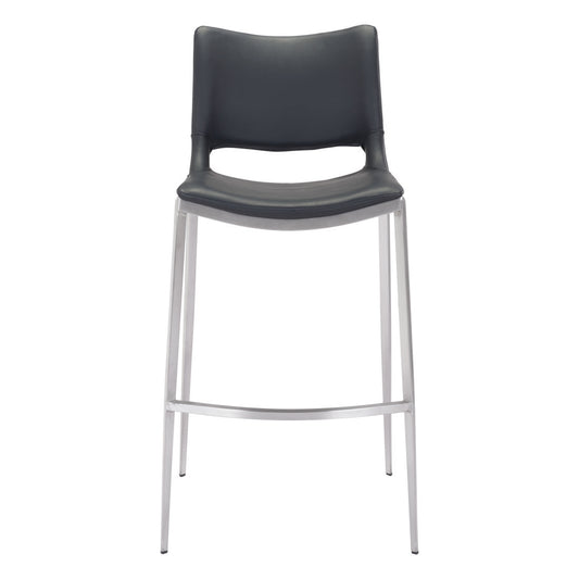 Black & Silver Steel Low Back Bar Height Bar Chairs - Set of 2