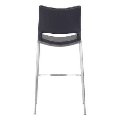 Black & Silver Steel Low Back Bar Height Bar Chairs - Set of 2
