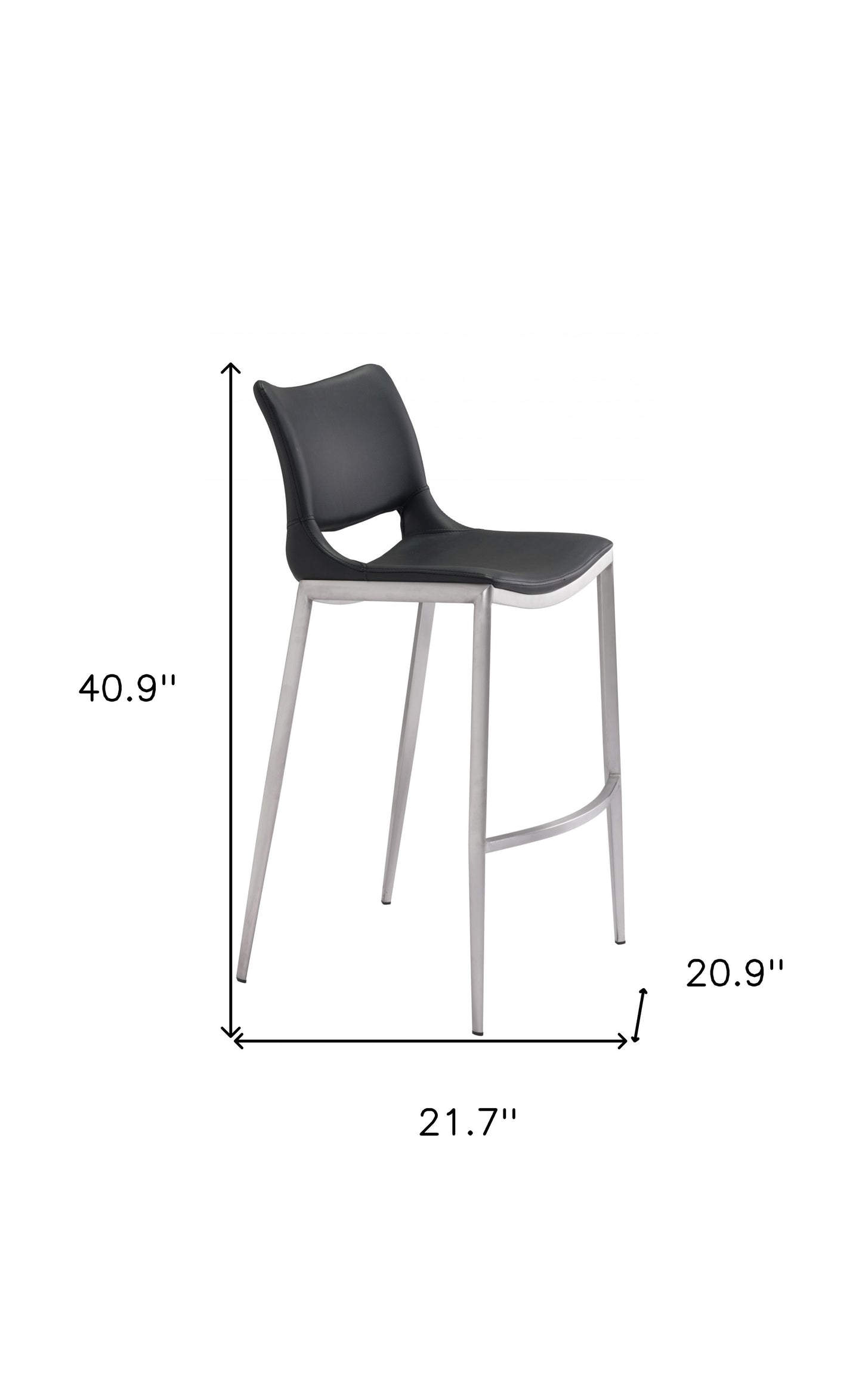 Black & Silver Steel Low Back Bar Height Bar Chairs - Set of 2