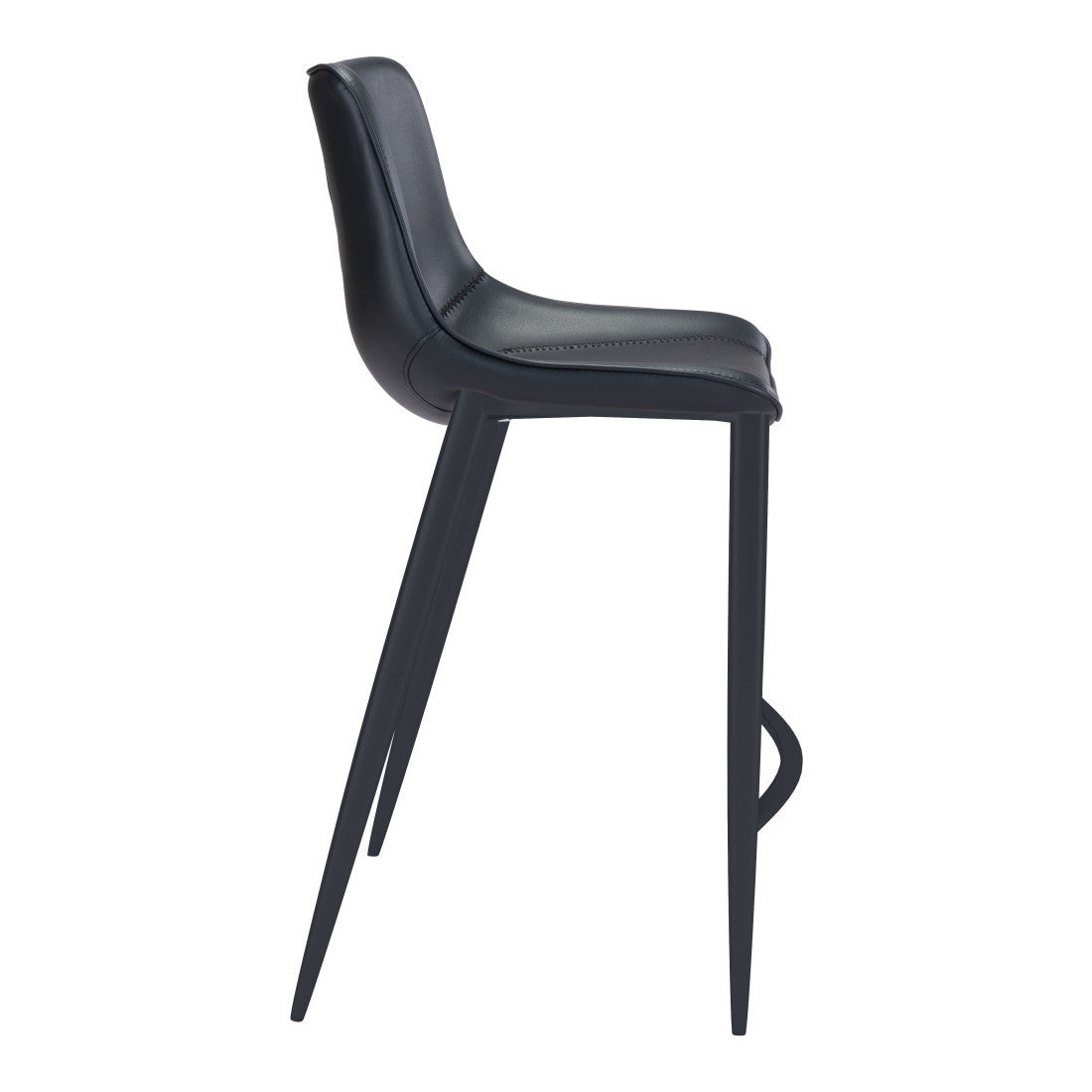 Black Faux Leather & Steel Low Back Bar Height Bar Chairs - Set of 2