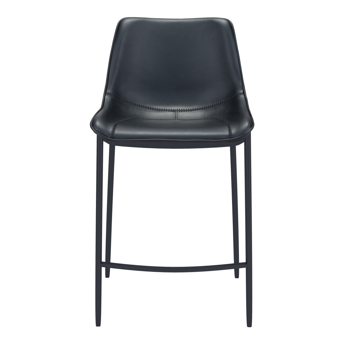Black Faux Leather & Steel Low Back Bar Height Bar Chairs - Set of 2