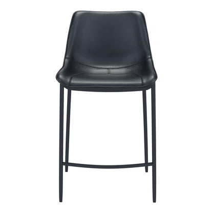 Black Faux Leather & Steel Low Back Bar Height Bar Chairs - Set of 2