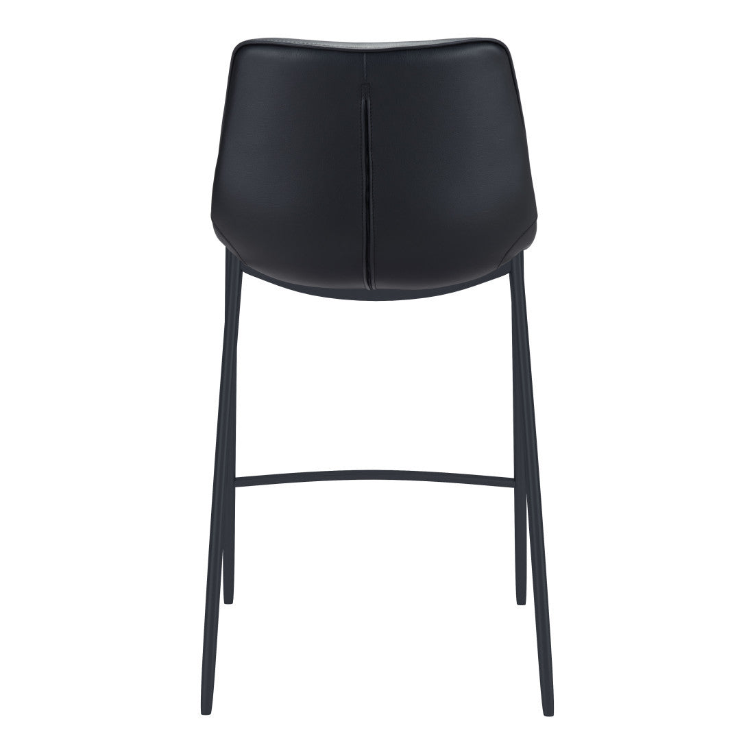 Black Faux Leather & Steel Low Back Bar Height Bar Chairs - Set of 2
