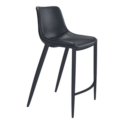 Adeline Black Faux Leather & Steel Low Back Bar Height Bar Chairs - Set of 2