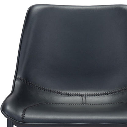 Black Faux Leather & Steel Low Back Bar Height Bar Chairs - Set of 2