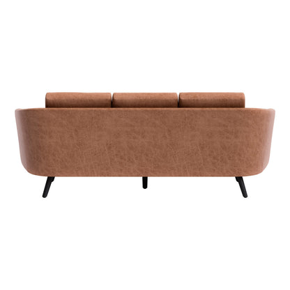Brown Faux Leather Sofa With Black Legs