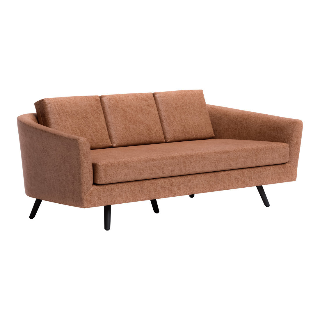 Brown Faux Leather Sofa With Black Legs