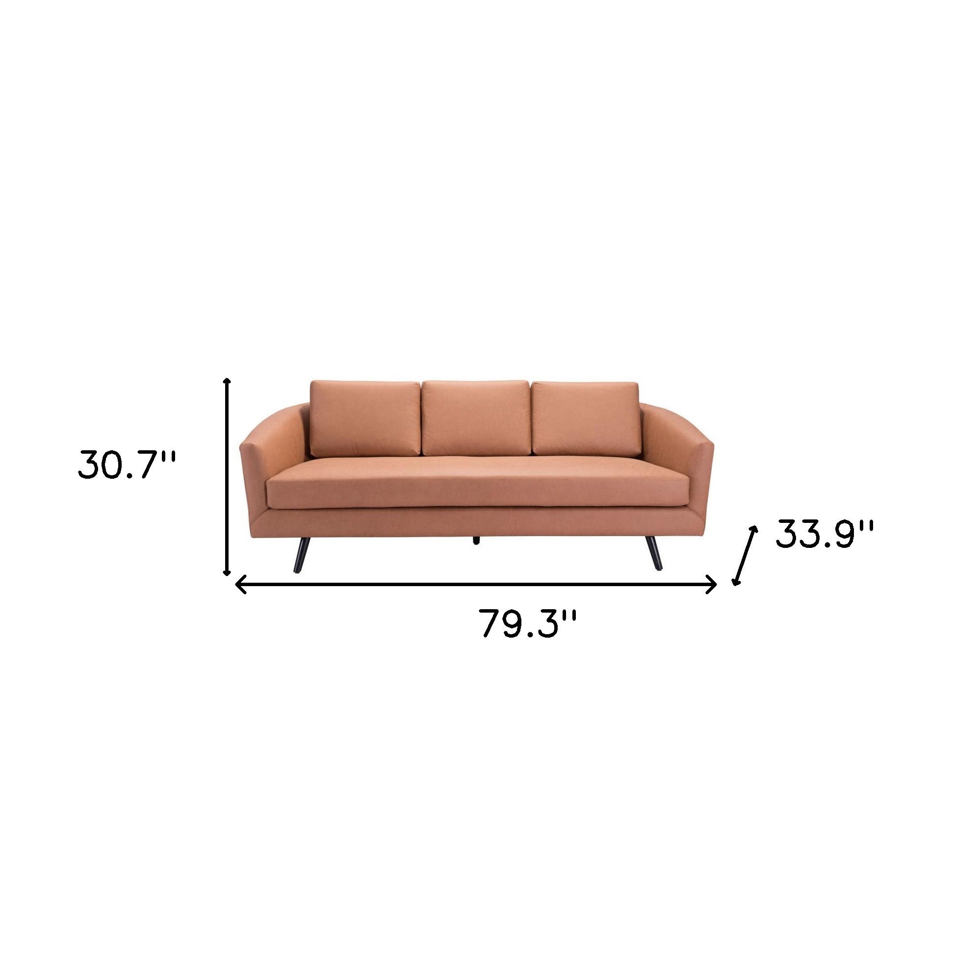 Brown Faux Leather Sofa With Black Legs