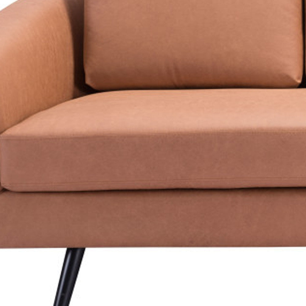Brown Faux Leather Sofa With Black Legs
