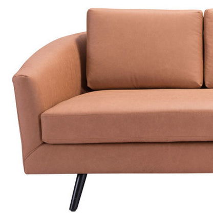 Brown Faux Leather Sofa With Black Legs
