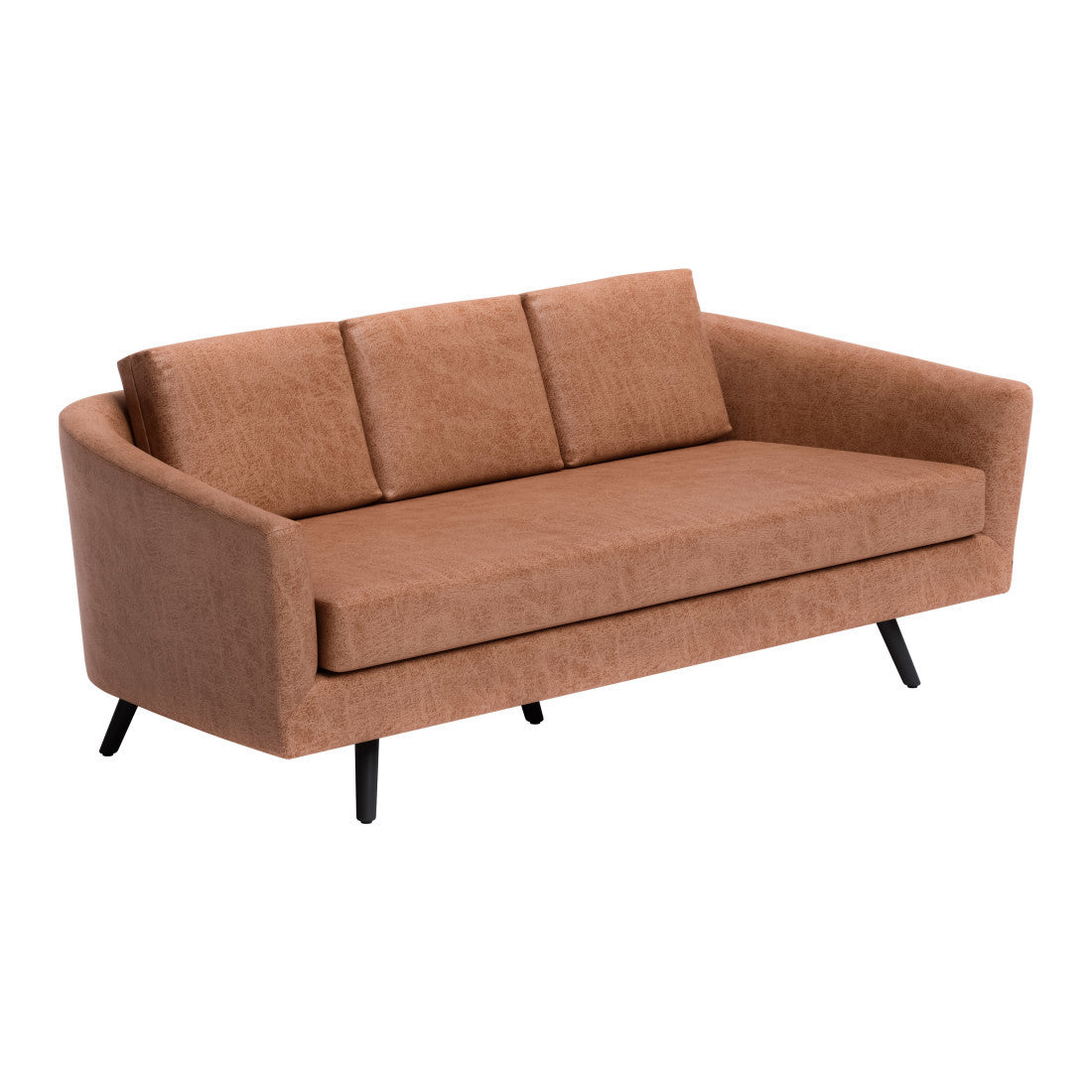 Brown Faux Leather Sofa With Black Legs