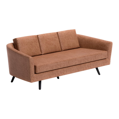 Brown Faux Leather Sofa With Black Legs