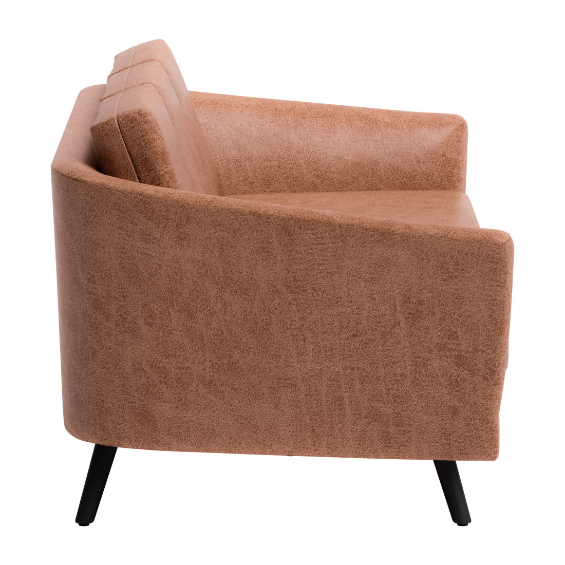 Brown Faux Leather Sofa With Black Legs