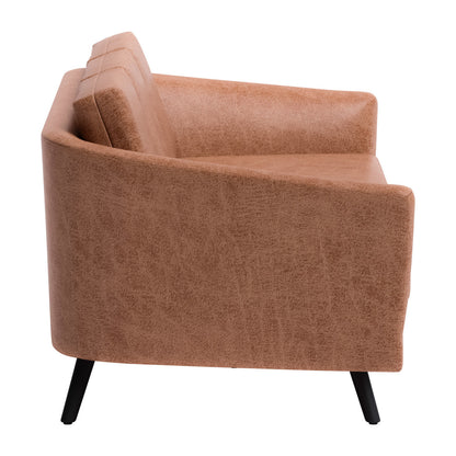 Brown Faux Leather Sofa With Black Legs