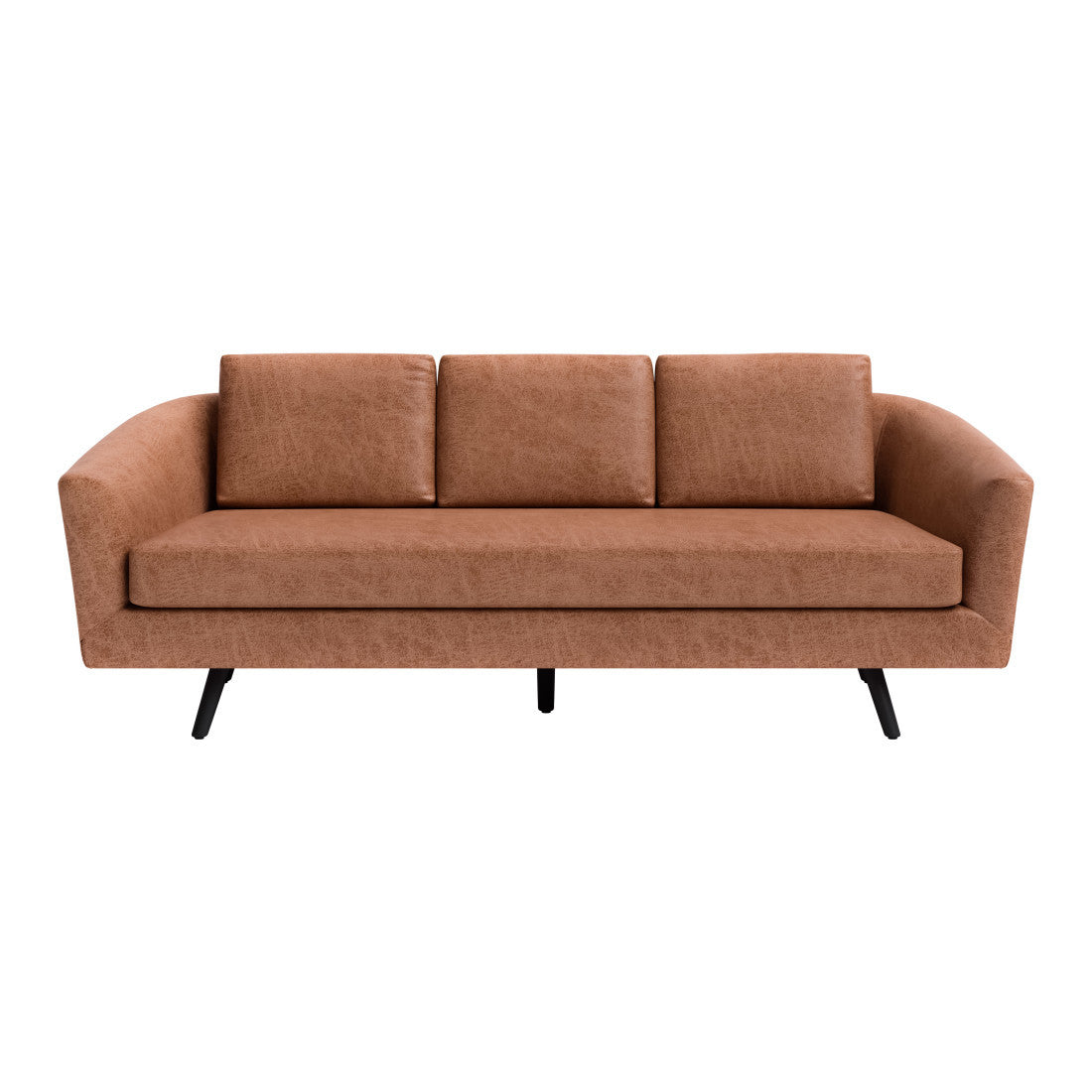Brown Faux Leather Sofa With Black Legs