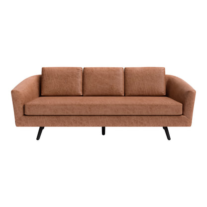 Brown Faux Leather Sofa With Black Legs