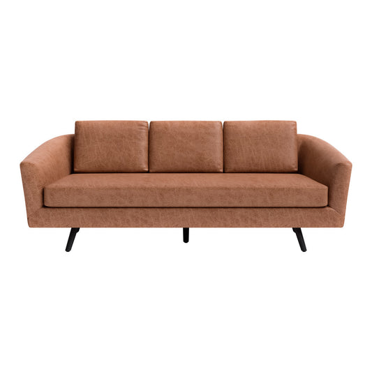 Brown Faux Leather Sofa With Black Legs