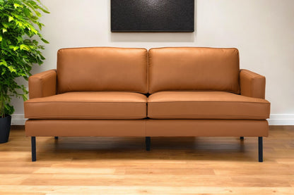Brown Polyester Sofa With Black Legs