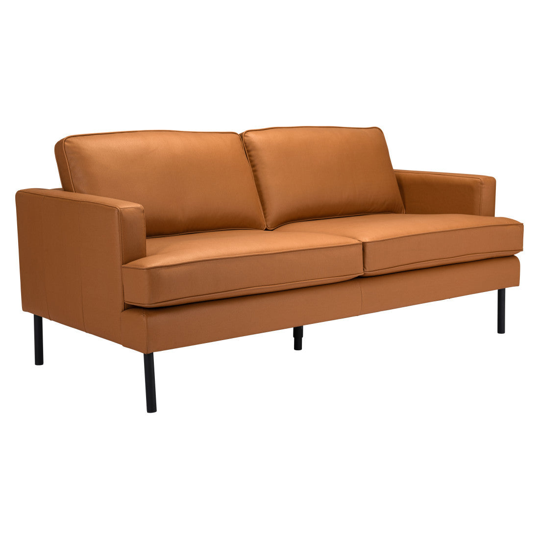 Brown Polyester Sofa With Black Legs