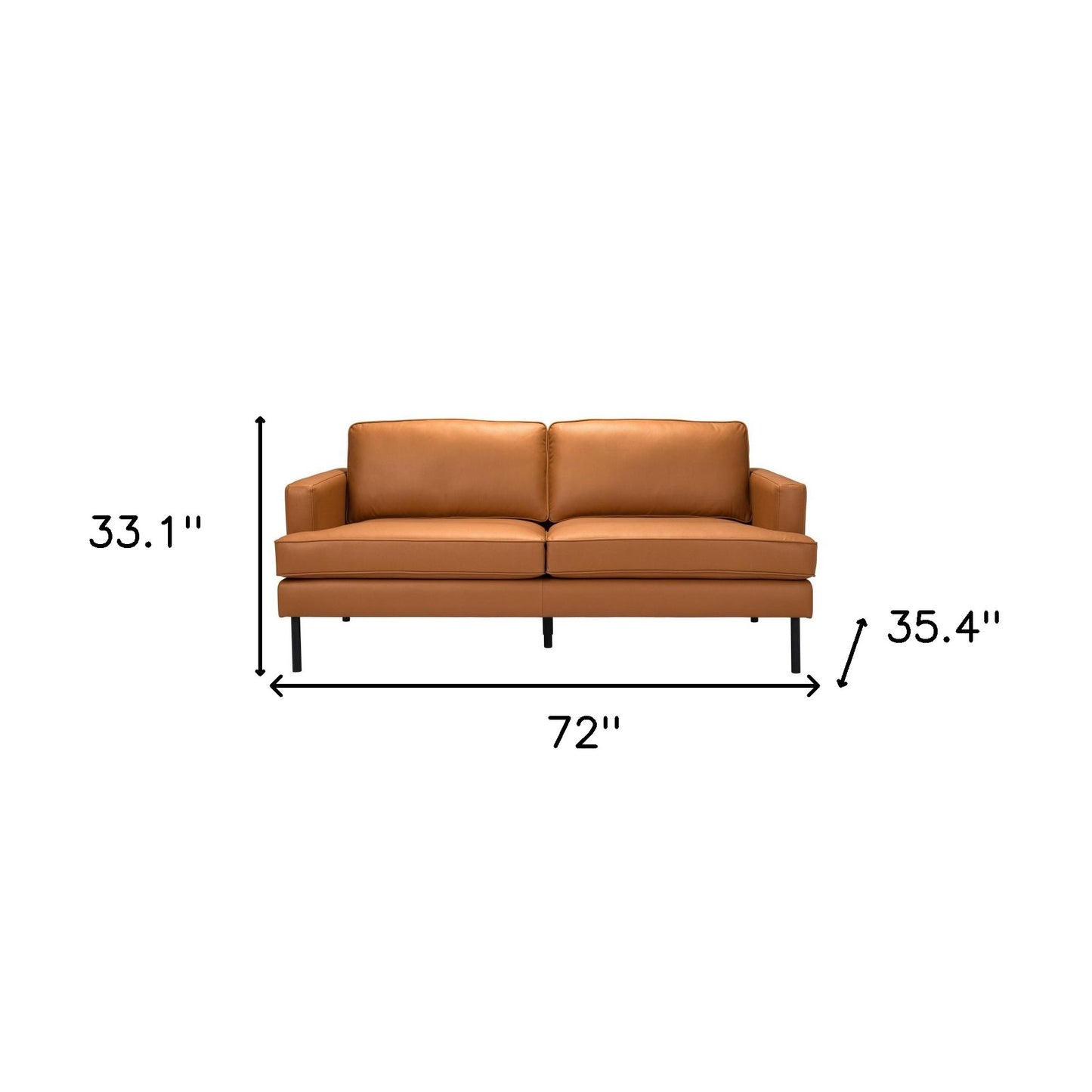 Brown Polyester Sofa With Black Legs