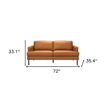 Brown Polyester Sofa With Black Legs
