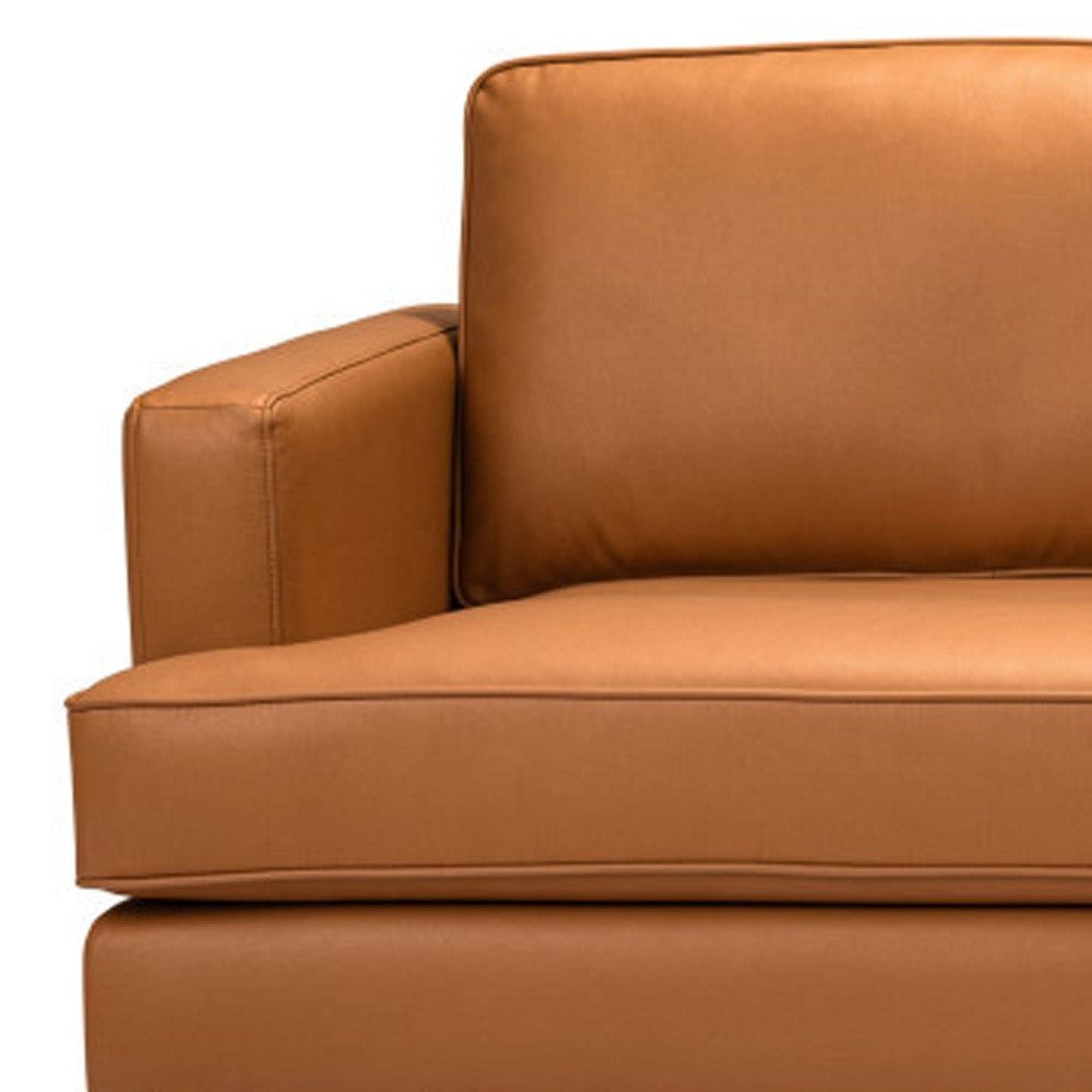 Brown Polyester Sofa With Black Legs