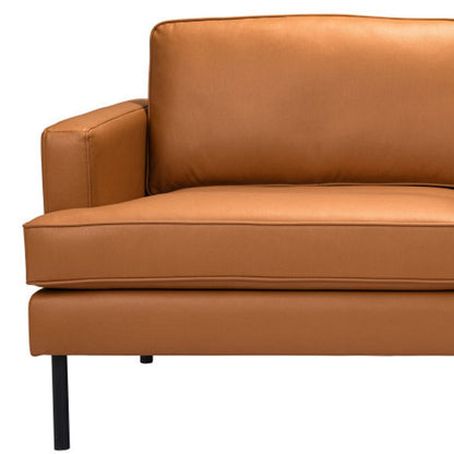 Brown Polyester Sofa With Black Legs