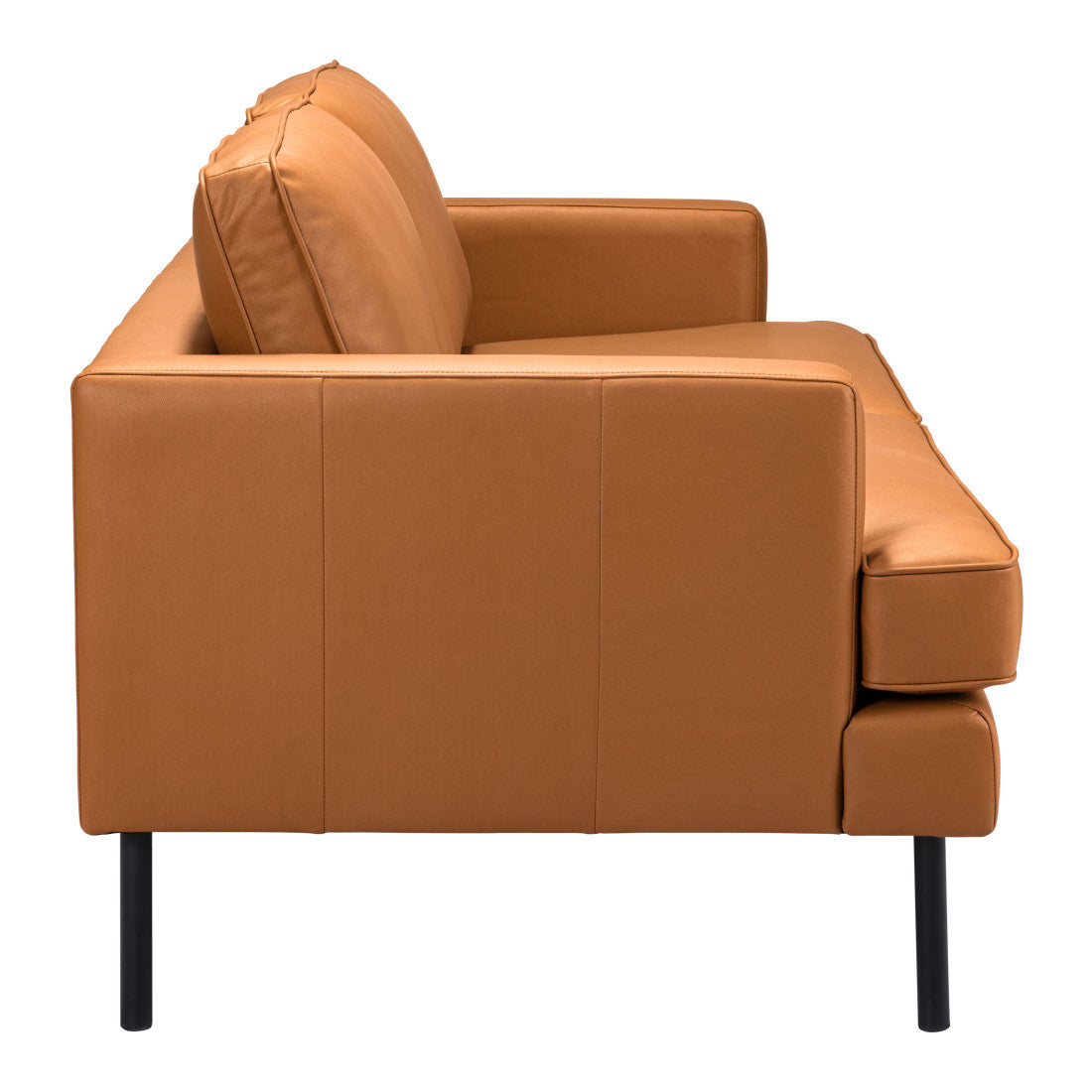 Brown Polyester Sofa With Black Legs