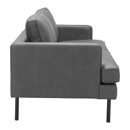 Gray Faux Leather Sofa