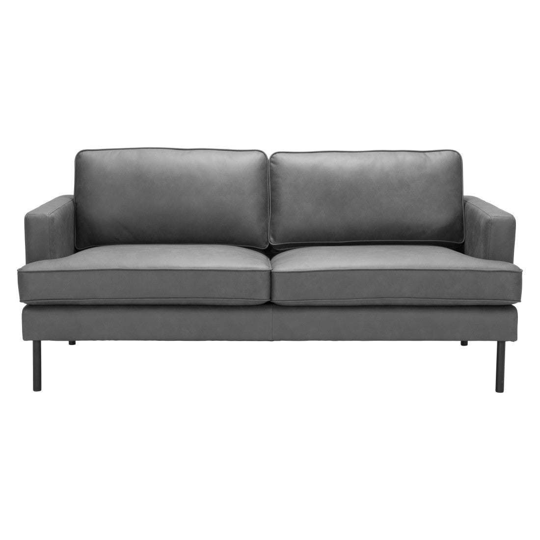 Gray Faux Leather Sofa