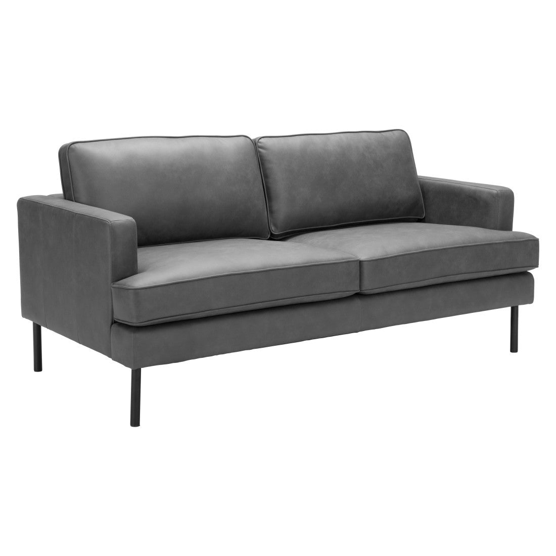 Gray Faux Leather Sofa