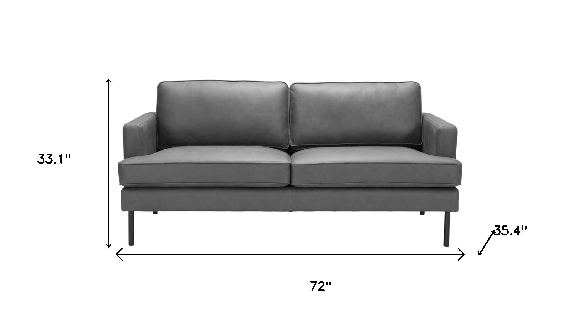 Gray Faux Leather Sofa