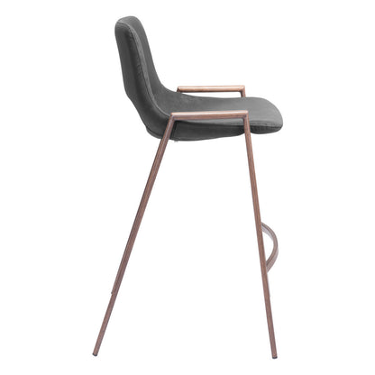 Black & Brown Faux Leather & Steel Low Back Counter Height Bar Chairs - Set of 2