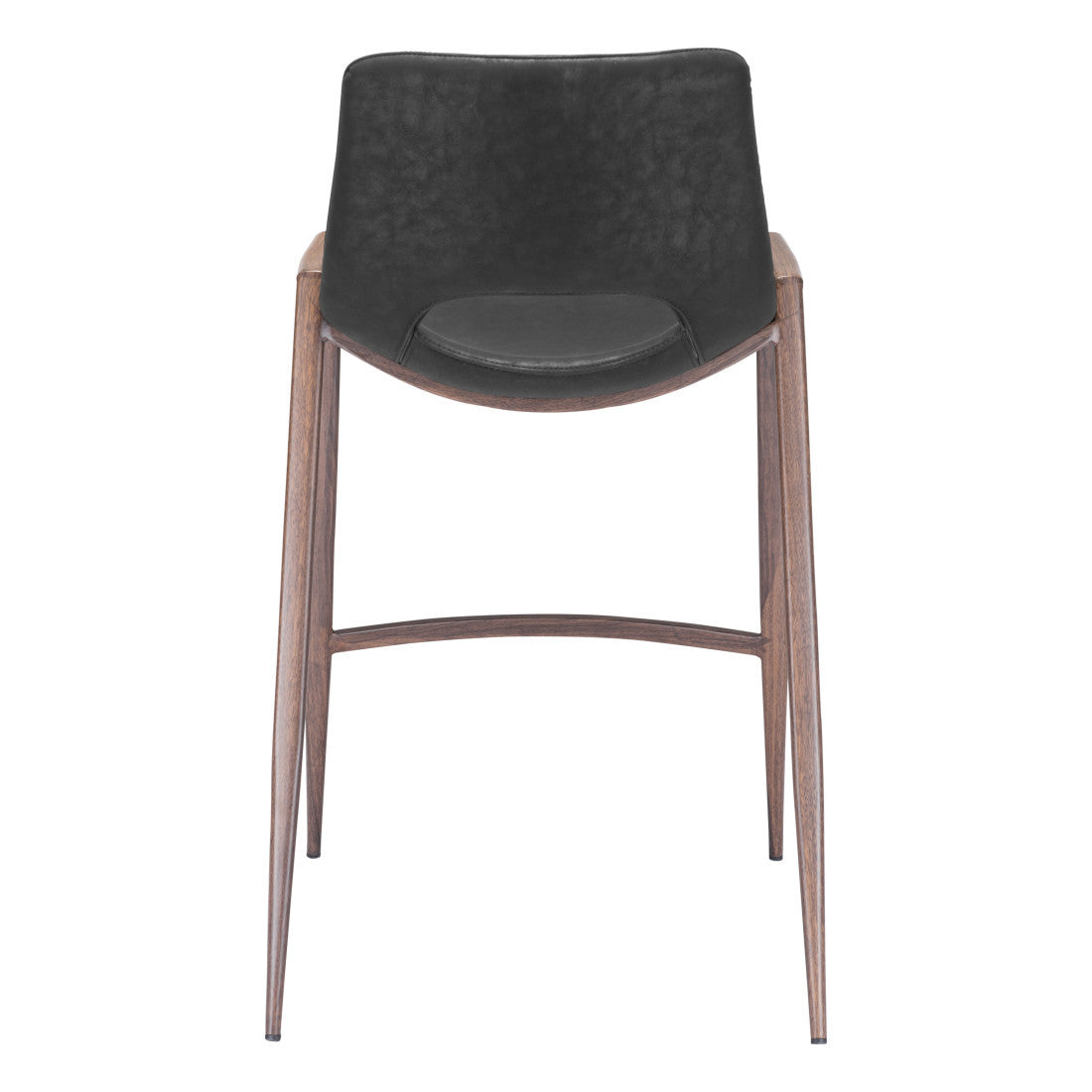 Black & Brown Faux Leather & Steel Low Back Counter Height Bar Chairs - Set of 2