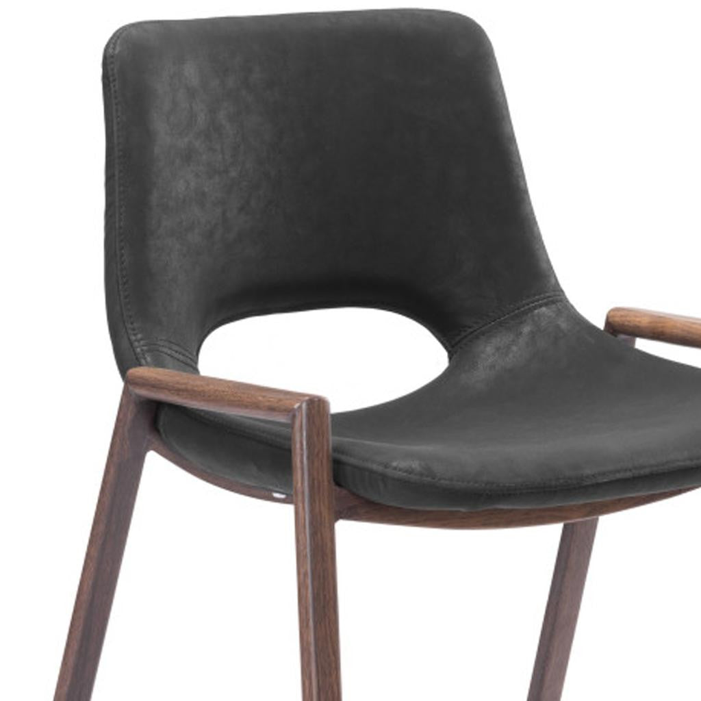 Black & Brown Faux Leather & Steel Low Back Counter Height Bar Chairs - Set of 2