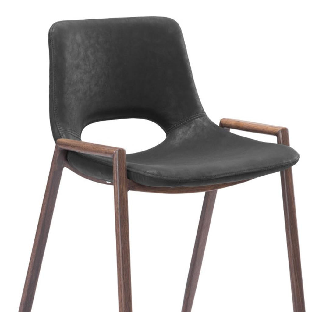 Black & Brown Faux Leather & Steel Low Back Counter Height Bar Chairs - Set of 2