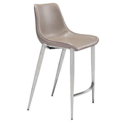 Gray & Silver Steel Low Back Counter Height Bar Chairs - Set of 2