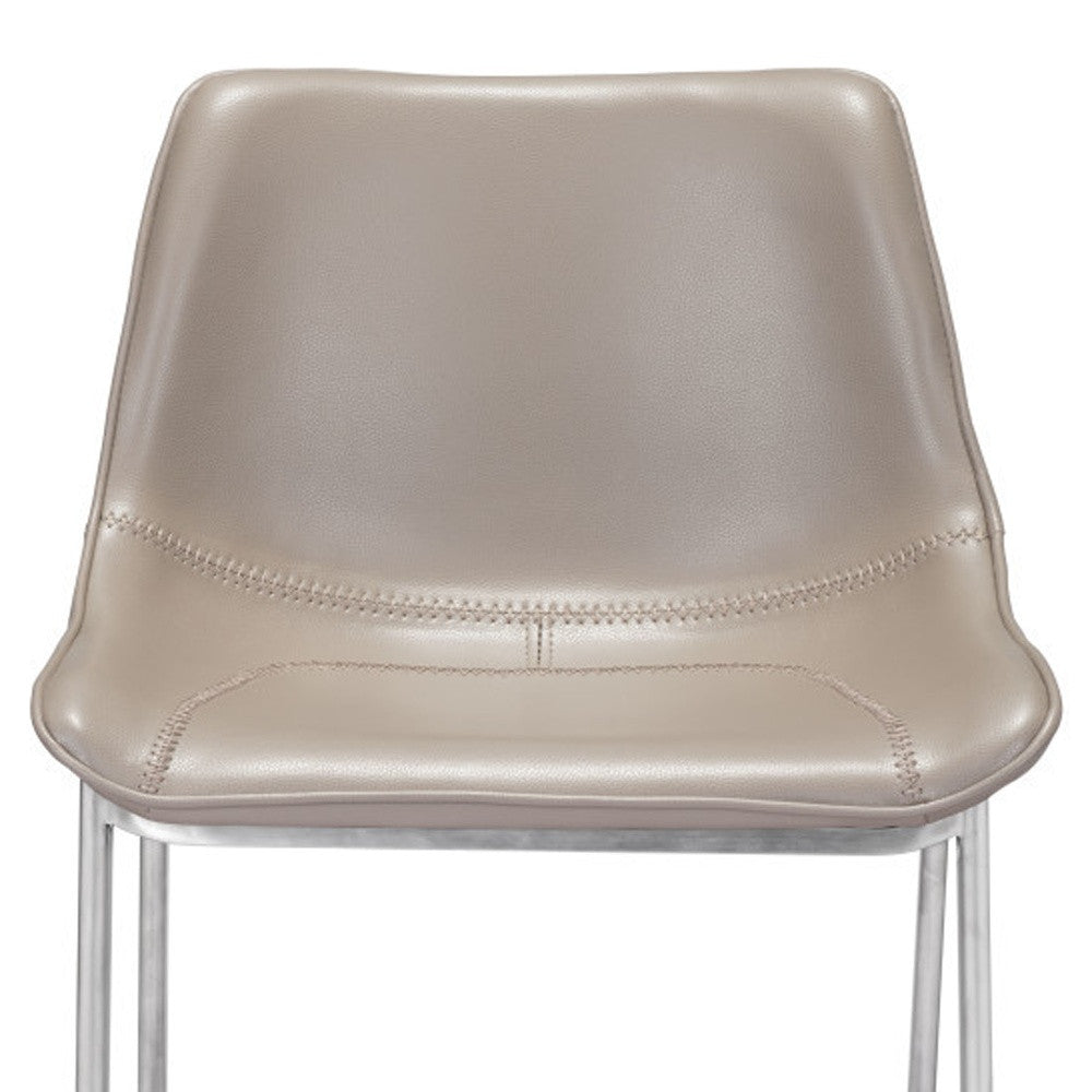 Gray & Silver Steel Low Back Counter Height Bar Chairs - Set of 2
