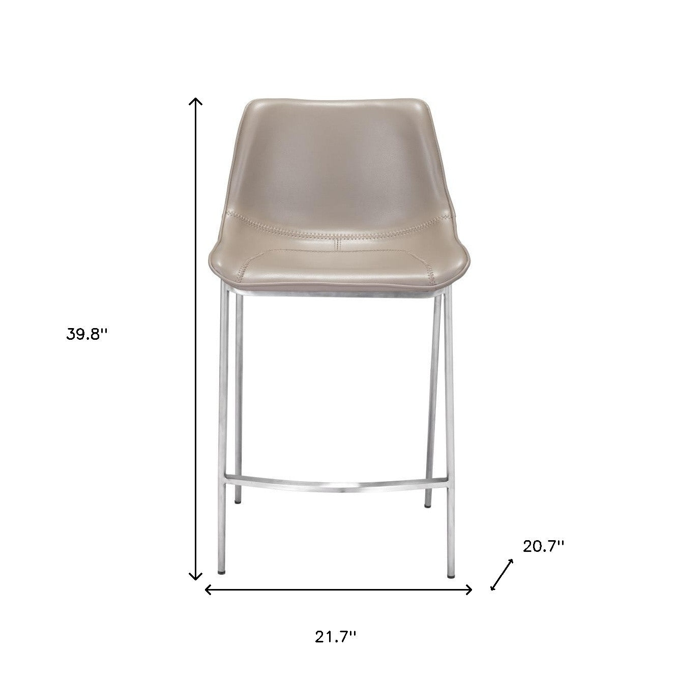 Gray & Silver Steel Low Back Counter Height Bar Chairs - Set of 2
