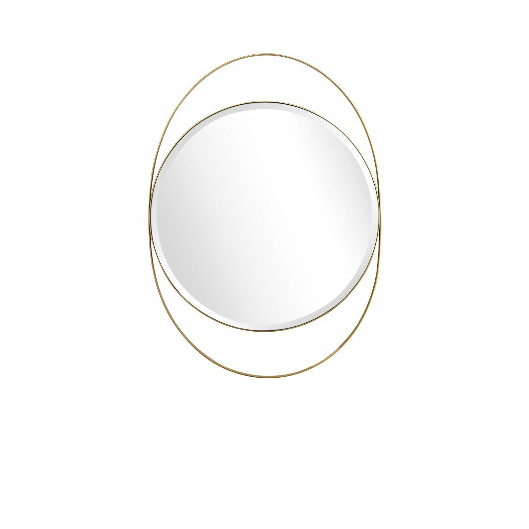 Gold Oval Framed Round Accent Mirror