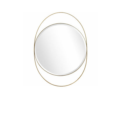 Gold Oval Framed Round Accent Mirror