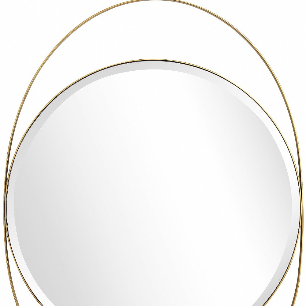 Gold Oval Framed Round Accent Mirror