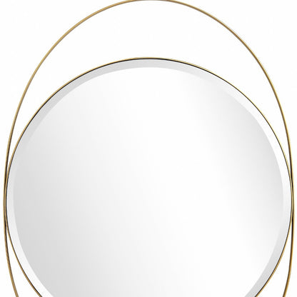 Gold Oval Framed Round Accent Mirror